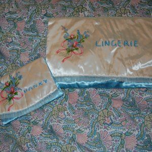 Vintage satin lingerie bags handpainted